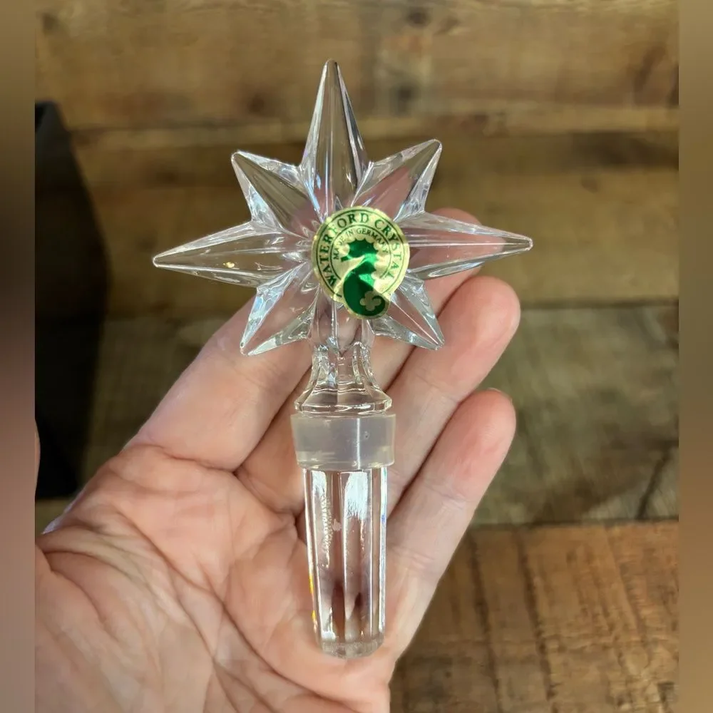 Pair of Waterford Crystal Congratulation Star Wine Bottle Stoppers Gift NIB